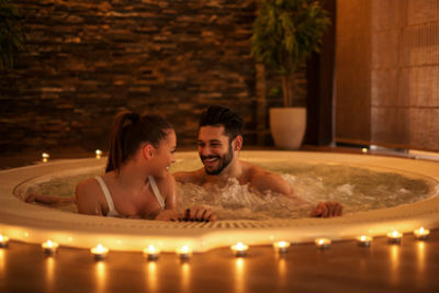 Romantic Couple in Hot Tub